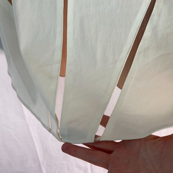 Aidan Mattox Sleeveless Mesh-Inset Cocktail Mini Dress Eggshell White Tan Size 2 - Picture 4 of 11